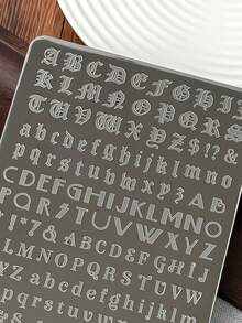 1pc Gothic Alphabet Nail Stamping Plate 3D Mixed Retro Old English Letter A To Z Nail Printing Template For DIY Y2K Personalized Manicure Decoration Reusable Stainless Steel Nail Stencil For Nail Salon/Home Use - Multicolor - View 2
