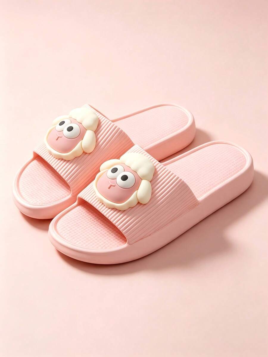 Unisex Slip-On Sandals, Unique Decor, Non-Slip Bathroom Slippers, Comfortable And Lightweight, Suitable For Bathroom, Summer - Pink - View 1
