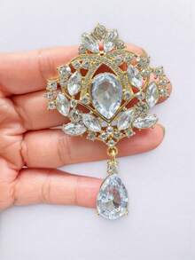 1pc Luxury Vintage Rhinestone & Pearl Flower Brooch, Women's Suit Lapel Pin, Decorative Multi-Purpose Brooch - Multicolor - View 4