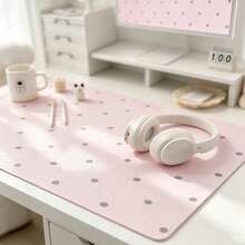 Luxury Girl Leather Desktop Mat Korean Ins Minimalism Cute Pink Wave Point Mouse Pad Female Stain Resistant And Waterproof Leather Pad Anti-Slip PU Gaming Keyboard Mat For Girls Study Work - View 3