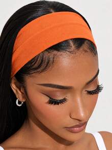 1pc Sports Sweatband, Running Fitness Headband,Daily Essential Hair Accessory,Summer Beach Headband,Suitable For Travel,Festivals, Parties - Orange - View 1