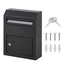 Weatherproof Locking Wall-Mount Mailbox with Keys, Heavy-Duty Steel Metal Post Box, Anti-Theft Secure Outdoor Letterbox for House/Office/Garage - Wandmontage - Übersicht 3