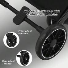 Lightweight Baby Stroller, FoldableStroller, Extended Sun Canopy ,Adjustable Backrest, Breathable Mesh, Easy To Carry, Suitable For Travel - Black - View 7