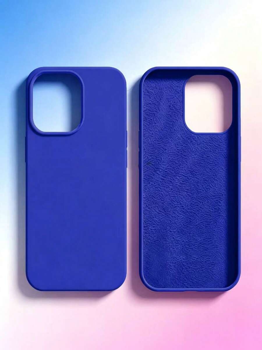 1pc Luxury Liquid Silicone Phone Case, Compatible With Apple 17Pro Max 16Pro 11 13 12 14 15 Pro Max, Compatible With 16 Pro Max, Shockproof Protective Cover - Sapphire Blue - View 1
