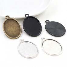 5pcs 18x25mm Inner Size Oval Alloy Pendant Cabochons Blank Base Setting Bezel Tray DIY Jewelry Making Accessories Findings - 18x25mm - View 2