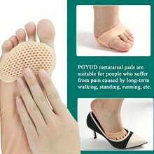2 Pairs Soft Gel Forefoot Pads, Unisex, Reusable Breathable Sleeve-Style Forefoot Pads, Pain Relief (Beige, One Size) Silicone Foot Pads, Comfortable Fit, Metatarsal Support Pads - Multiple Styles - View 2