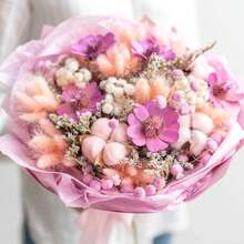 Natural Pink Bunny Tail And Pampas Grass, 120 Dried Flowers For Room And Table Decoration - 120 Pcs - View 6