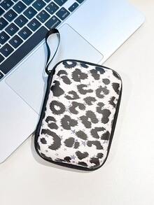 Leopard Print Thick Hard Shell Storage Bag, Portable Data Cable Storage Box, Anti Drop Hanging Rope - Multicolor - View 7