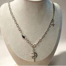 Men's Niche Design Geometric Necklace, Hip Hop Punk Style - Silver - View 4