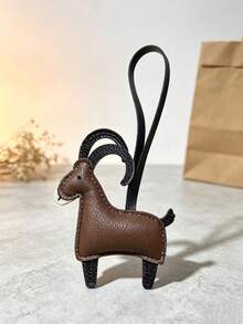 JRESSIAL Handmade PU Leather Goat Shaped Keychain, Cute Animal Bag Charm, Lobster Clasp Key Ring Pendant Decoration, Handbag Car Key Hanger Gift - Coffee - View 8