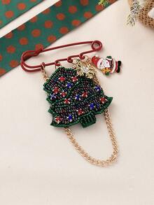 1pc Bohemian Christmas Element Series Classic Elegant Versatile Fashion Handmade Beaded Non-Woven Fabric Christmas House, Christmas Tree, Santa Claus, Rhinestone Snowflake Pendant, Large Brooch, Brooch Suitable For Women's Clothing, Backpack, Holiday, Party, Banquet, Large Gathering Perfect Gift, Christmas Gift For Friends And Family, Vacation, Travel, Photography, Leisure, Commute Daily Wear - Christmas Tree/Christmas House - View 4