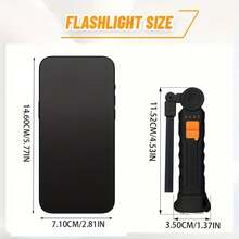 Senter LED Genggam Bertenaga, Senter Mini COB 4 Mode, Dapat Diisi Ulang USB, Lampu Kerja Lipat Portabel dengan Kait untuk Rumah, Berkemah, Memancing, Membaca, Perbaikan, dan Penerangan Darurat, Tahan Air IP44 - A - View 2