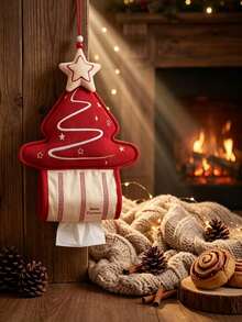 1pc/10pcsChristmas‑Themed Atmosphere Christmas Tree Draw‑Style Tissue Box Cover, Hanging Ornament For Bedroom Sofa Living Room, Christmas Gift For Friends - Multicolor - View 10