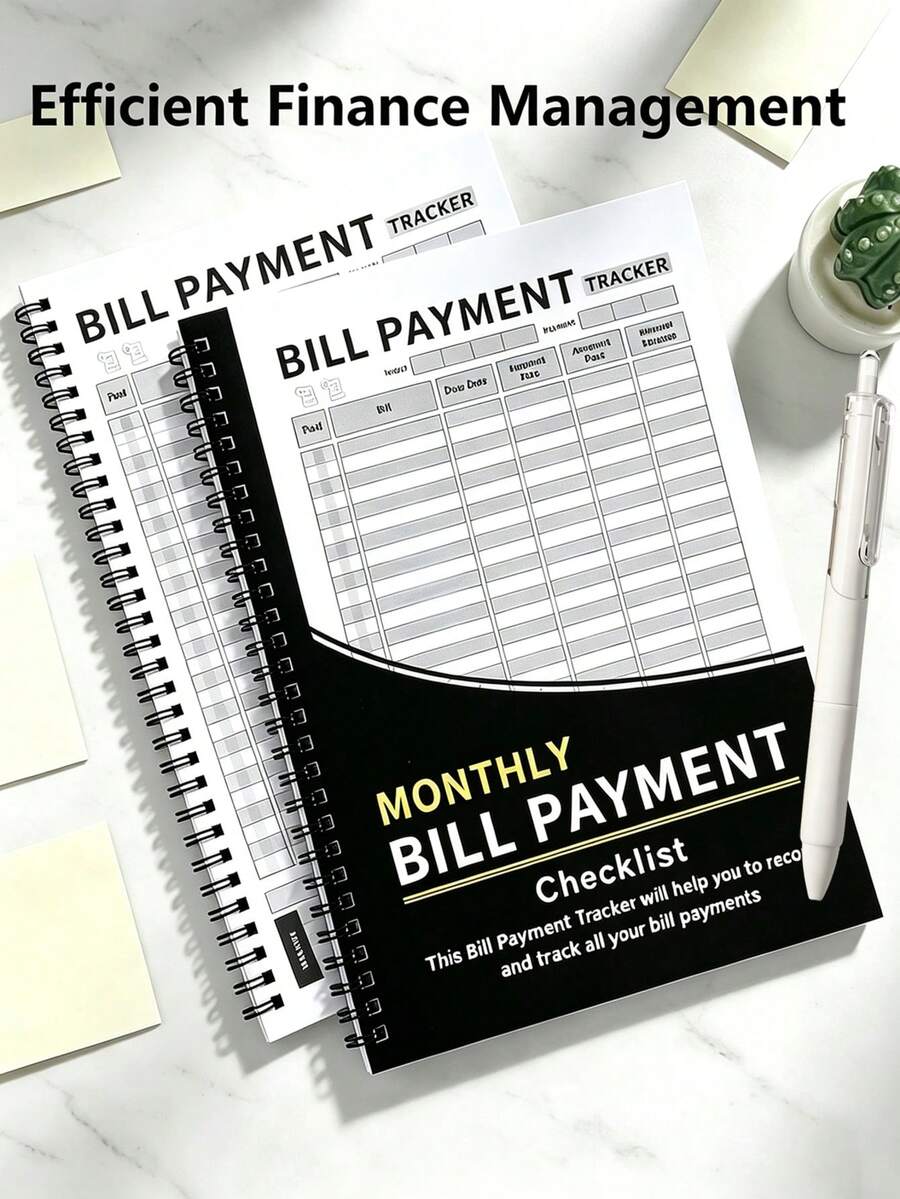 4/3/2/1pc Spiral Bound Bill Payment Tracker Notebook, Monthly Budget Planner With Expense Payment Records And Savings Overview, Durable Paper English Version Financial Management Book, Suitable For Students, Office Workers, Home Budget Management - Multi-style 2 - View 1