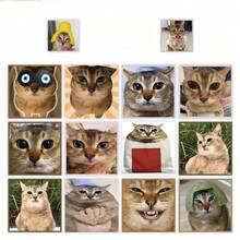 Novelty Save Meimei Cat Meme Sticker Roll, Funny Cat Meme Decorative Decals, DIY Scrapbooking Laptop Phone Luggage Stationery Stickers, Unique Gift For Cat Enthusiasts - Multicolor - View 3