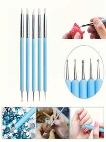 16Pcs Nail Art Tool Set, Silicone Sculpting Pens Liner Brushes Painting Brushes Dotting Pens For Nail Detail Drawing Carving Dot Work - Multicolor - View 2