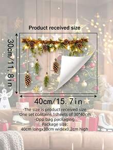 1Set Christmas Window Clings,Christmas Themed Window Sticker With Pine Cone,Pine Branch, And Snowflake Patterns,Self-Adhesive Waterproof Window Sticker For Kitchen,Bedroom,Winter Home Decor,Farmhouse Decorations,Christmas Atmosphere Setting - A - View 8