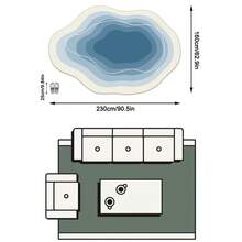 1PC Cream, Light Blue, Dark Blue Multi-Layer Wave Pattern Modern Minimalist Art Rug, Fresh Minimalist Style Faux Cashmere Asymmetrical Wave Asymmetrical Concentric Gradient Blue & White Ripples With Fine Edge Detail, Machine Washable Area Rug, Suitable For Living Room, Bedroom, Balcony, All Seasons, Aesthetic Home Decor - Multicolor - View 15