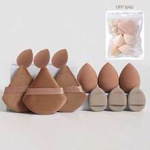 Random 9pcs Makeup Sponge Set, Random Packaging Bottle, Bag, Complete Set With 3 Regular Makeup Sponges, 3 Mini Makeup Sponges, 3 Powder Puffs, 3 Mini Powder Puffs, 3 Mini Finger Cushion Puffs; Foundation Makeup Sponge, Suitable For Liquid Foundation, Concealer, Loose Powder, Flawless Application; Multi-Color Makeup Sponge, Latex-Free Material, Dry And Wet Use - Multicolor - View 4