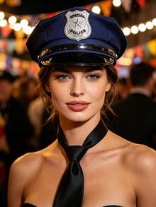 1pc Women's Police Hat Work Hat Carnival Cosplay Officer Hat Unisex - A - View 4