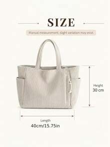 Personalized Corduroy Bag For Women, 3D Yarn Embroidery, Large Capacity, Suitable For Shoulder Or Hand Carry, Perfect As A Birthday Gift. - Multicolor - View 4