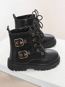 Girls' Ankle Boots, Thick Sole, Anti-Slip, Autumn/Winter - Black - View 5