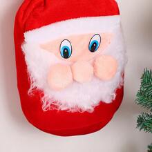 1pc Gold Velvet Santa Claus Mask Backpack With Straps, High-End Drawstring Gift Bag Large Capacity Christmas Present Pouch, Creative Holiday Party Gift Storage Bag, Christmas Gift Packaging & Decoration Supplies - Multicolor - View 4