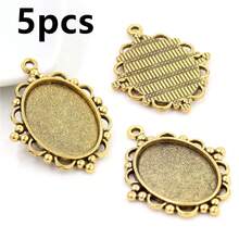 5pcs 18x25mm Inner Size Alloy Pendant Cabochons Blank Base Setting Bezel Tray DIY Jewelry Making Accessories Findings - 18x25mm - View 7