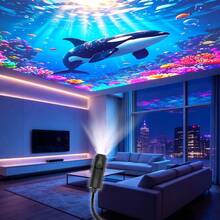 USB Ocean Projection Light, 3/6/10pcs Interchangeable Slides, 360° Rotatable Direction Decorative Light, Ocean Atmosphere Night Light, USB Powered Convenient Use, Bedside Lamp Perfect Gift, Dorm, Camping, RV Bedroom Decoration Cool Gift, - Projector Light - Ocean - View 6
