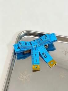 2PCS Funny Blue Tape Measure Bow Hair Clip, Y2K Quirky Ruler Hair Barrettes, Creative Novelty Hair Accessories For Party Random Pattern Numbers - Blue - View 3