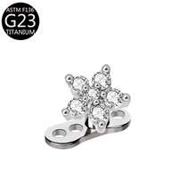 14G Micro Dermal Anchor Top, G23 Titanium , CZ Internal Thread, Unisex Body Jewelry Accessories - Silvery - View 7