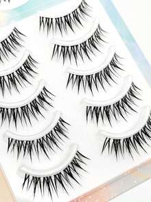 10pcs Cartoon Style False Eyelashes, One-Piece Eyelash Extensions, Transparent Natural Effect, Voluminous Curly Design, Suitable For Beginners, Reusable - Multicolor - View 5