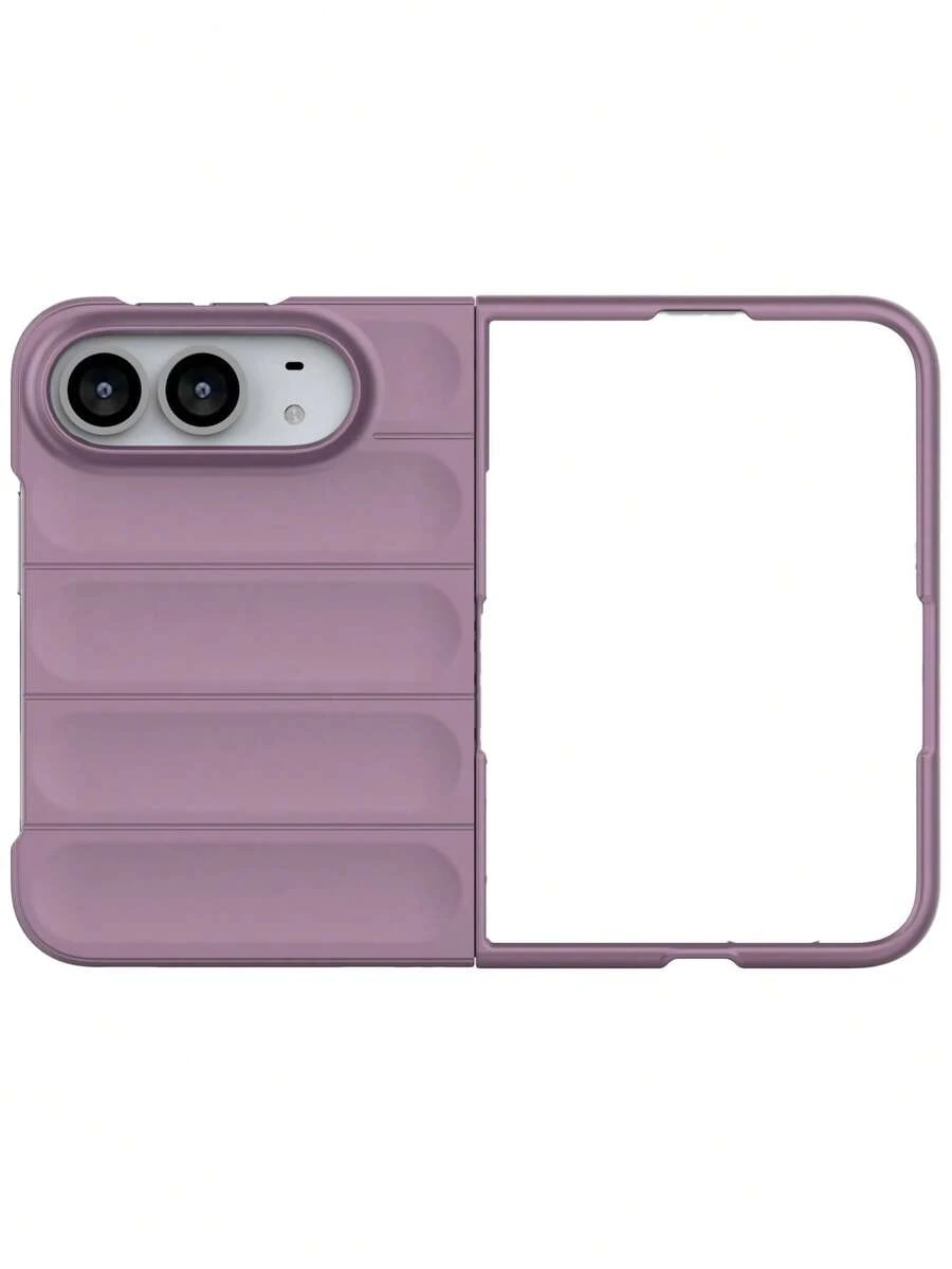 豪華純色手機殼，相容 iPhone 18 Fold Ultra，極簡時尚防震保護殼，含頂部、前面板、底部與背面保護殼 - 紫 - 查看 1