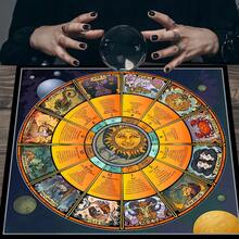 1pc Zodiac Wheel Tarot Cloth, 12 Constellations Sun Moon Astrology Altar Cloth, Celestial Horoscope Divination Reading Mat Spiritual Witchy Table Tapestry - Multicolor - View 2