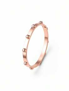 Ashenrae 1pc Minimalist 18K Gold Plated Stainless Steel Bracelet With Semi-Circular Decor, Unisex Jewelry Accessory - Hemispherical Decoration - View 10