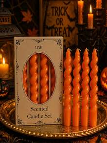 Orange Ribbed Scented Smokeless Candles, Halloween Decor Candles, Suitable For Cute Home Decor, Romantic Candlelight Dinner, Wedding Decoration, Holiday Gift, Meditation/Sleep, Christmas Tabletop Decor, Premium Gift For Best Friends (High-Quality Candles) - Incense and Candles - View 10