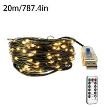 1PC Warm White USB Fairy Lights With Remote Timer Dimmable 8 Modes Green Copper Wire String Lights Christmas Tree Decor Lights For Christmas Tree Bedroom, Wedding, Holiday Indoor & Outdoor Decoration - Green Copper Wire String Lights - View 14