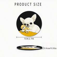 2pcs Patterned Absorbent Coasters, Suitable For Cup Holders, Non-Slip Rubber Beverage Mats, For Car Interior Decoration, Water Cup Anti-Slip Pads, Car Cup Holders - Chihuahua Coaster - View 6