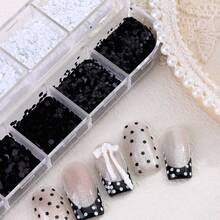 Mixed 3D Black & White Mini Polka Dot Nail Art Decor, Small Round Glitter Sequins, Shiny Handmade Nail Decoration - Multicolor - View 6