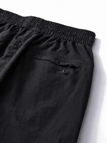 Men's Spring/Autumn New Elastic Waist Drawstring Fashion Casual Multi-Pocket Cargo Pants - Black - View 6