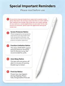 Universal Capacitive Touch Pen, Suitable For Tablets And Smartphones With IOS And Android Systems, Dual Spare Nibs. Can Be Used For Writing, Touch Control, Drawing, Note-Taking. With Status Indicator Light, Magnetic Attachment, Replaceable Nibs, Ultra-Long Standby - White - View 5