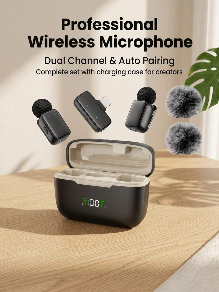 HITOZON 無線領夾式麥克風,附 AI 變聲器與智慧降噪功能,即插即用,附充電盒,適用智慧型手機,適合直播、播客與內容創作 - 查看 1