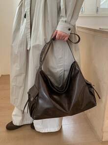Women's New Autumn/Winter Large Capacity Shoulder Tote Commuter Bag - Coffee Brown - View 8