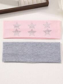 2pcs/4pcs Women's Ribbed Knit Headband Set, Rhinestone Star Wide Elastic Headband, Y2K Street Style Soft Elastic Hairband, Suitable For Autumn/Winter Sports, Yoga, Daily Makeup, Face Washing Hair Accessory - Multicolor - View 13