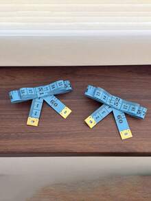 2PCS Funny Blue Tape Measure Bow Hair Clip, Y2K Quirky Ruler Hair Barrettes, Creative Novelty Hair Accessories For Party Random Pattern Numbers - Blue - View 2