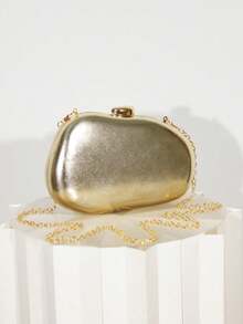Women's Gold Evening Clutch, Asymmetrical Cloud-Shaped Hard Shell Wallet, Minimalist Style, Suitable For Weddings, Proms And Formal Occasions - Gold - View 9