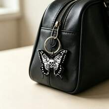 Gothic Skull Butterfly Keychain, Punk Style Fashion Bag Charm/Car Accessory Gift, Halloween Gift, Butterfly Street Acrylic Keychain, All Year Round - Black - View 5