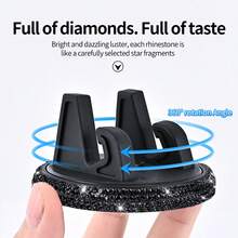 1pc Car Phone Holder, Rhinestone Car Phone Mount, 360° Adjustable Car Dashboard Phone Holder, Self-Adhesive Car Phone Holder, Suitable For Most Phones - A - View 7