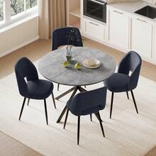 Grey Table + Dark Blue Chair