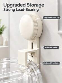 Suction Cup Drill-Free Wash Basin Hook, Wall-Mounted Adjustable Basin Storage Rack, Bathroom Hanging Basin Organizer, Suitable For Wash Basins And Folding Basins. Knob Lock Suction Adhesion Securely, Height Can Be Adjusted Freely, Removable And Relocatable Without Leaving Residue, Installable On Smooth Walls Like Tiles, Free Up Countertop Space, Say Goodbye To Bathroom Clutter, Multi-Scenario Use In Bathrooms, Toilets, Balconies, Suitable For Renters And Homeowners, Minimalist Design Fits Various Home Decor. - Multicolor - View 3